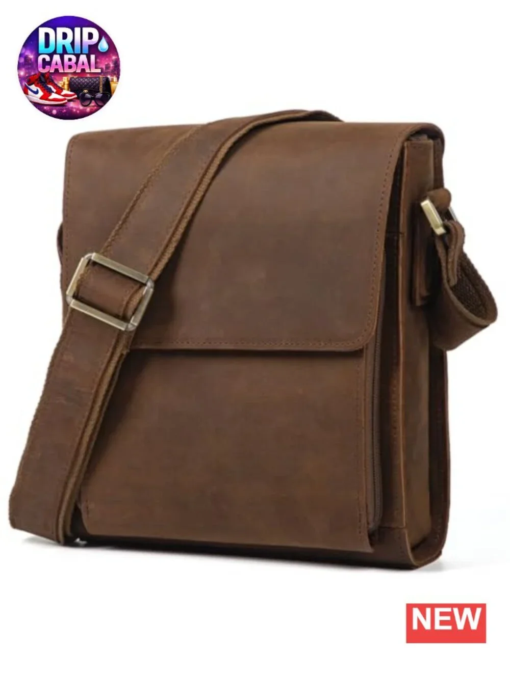 Genuine Leather Crossbody Messenger Bag for Men Work Travel Daily Casual